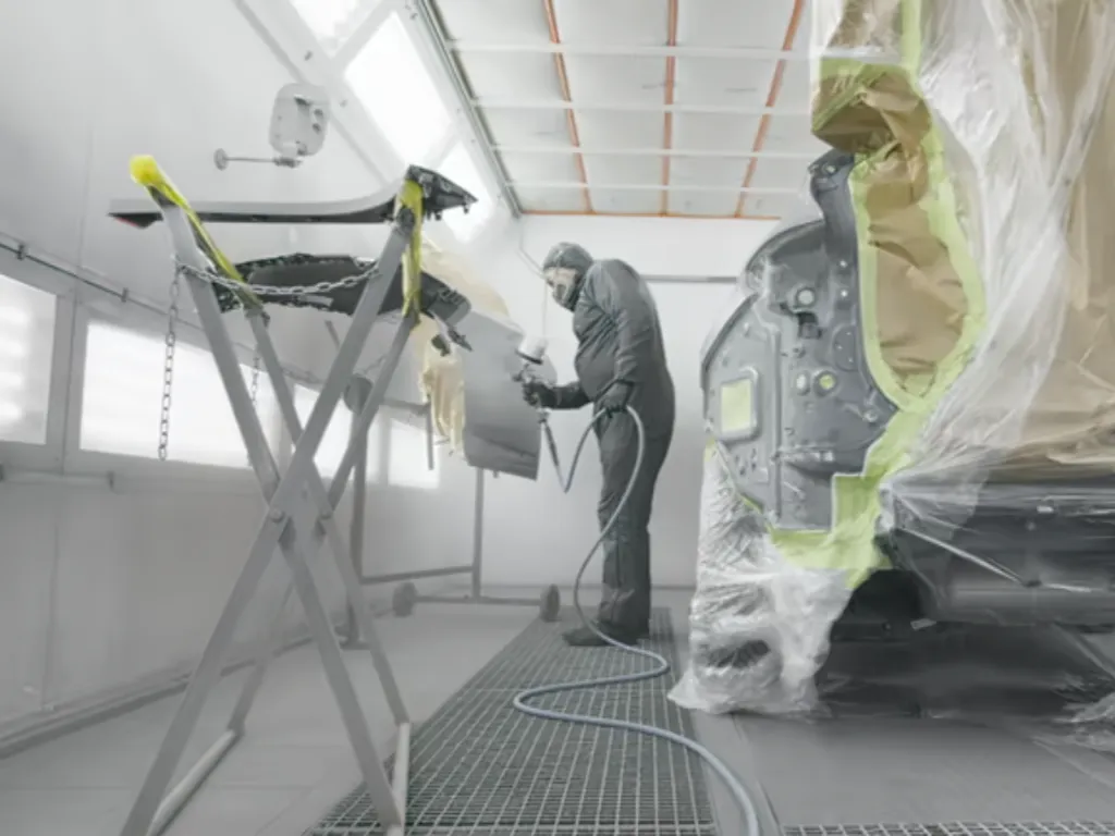 spray painting in workshop