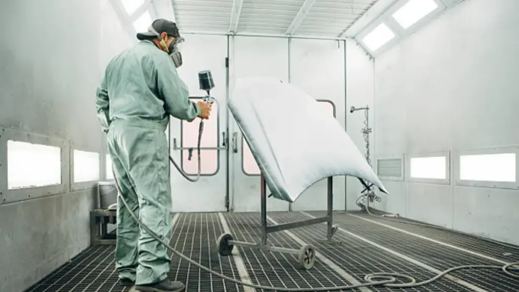 spraying in paint booth