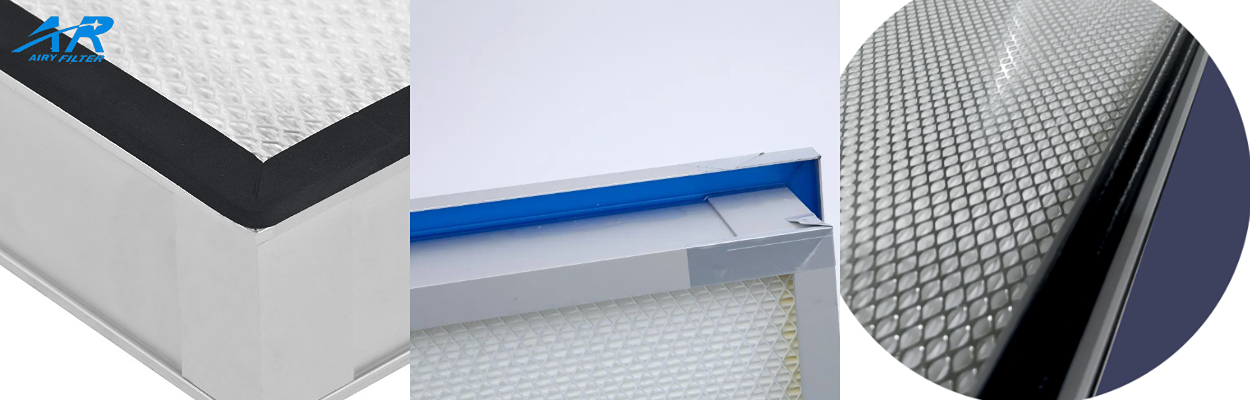 Seal configurations compared: gel seal, neoprene gasket, and PU foam HEPA filter interfaces