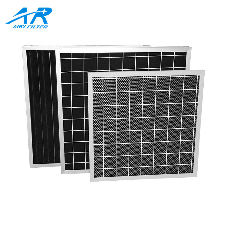 Activated carbon panel filters with pleated and mesh-faced media