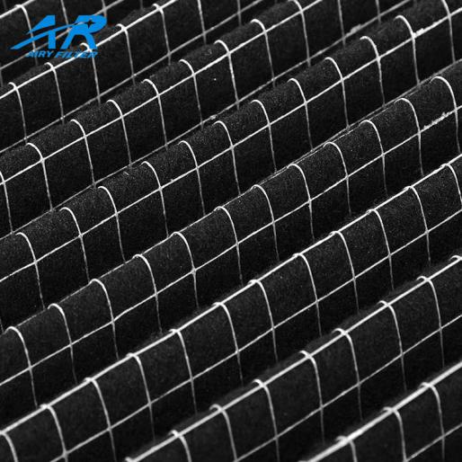 Close-up of pleated carbon filter media