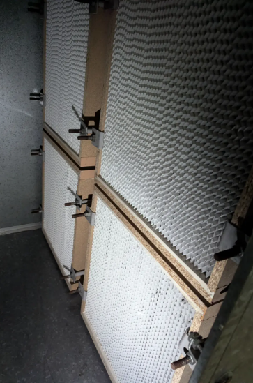 Installed HEPA ceiling filter bank delivering clean air